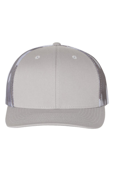 Richardson 112PM Mens Printed Mesh Trucker Hat Silver Grey/Grey Camo Flat Front