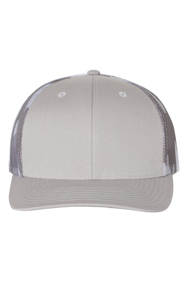 Richardson Hats 112PM Mens Printed Mesh Snapback Trucker Hat Silver Grey/Grey Camo Flat Front