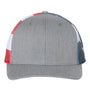 Richardson Hats Mens Printed Mesh Snapback Trucker Hat - Heather Grey/Stars & Stripes