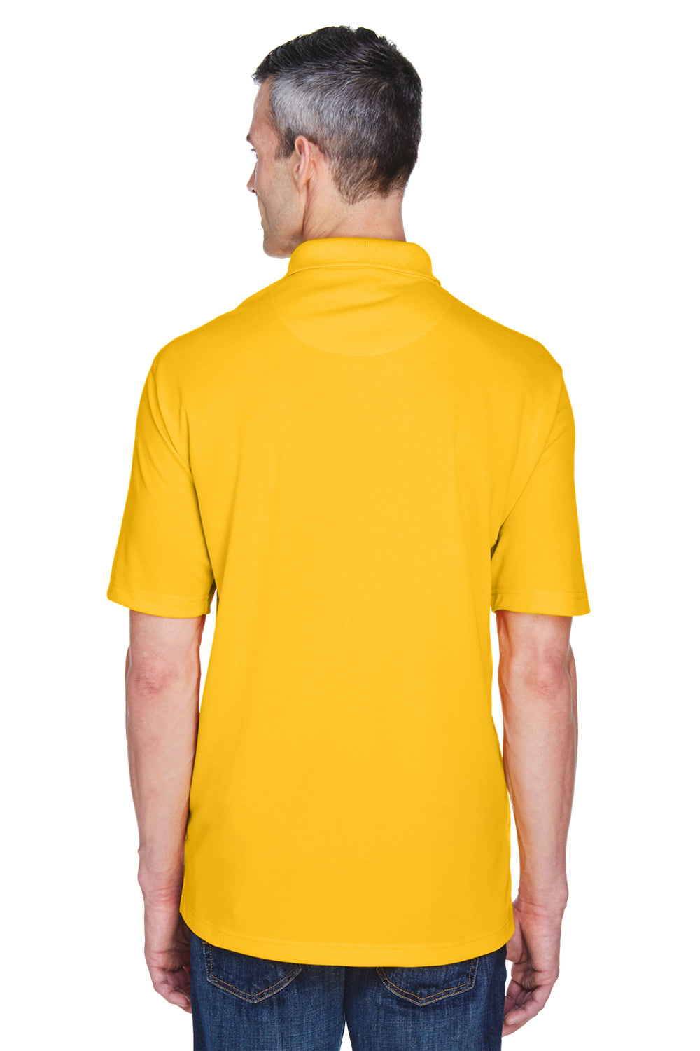UltraClub 8445 Mens Cool & Dry Performance Moisture Wicking Short Sleeve Polo Shirt Gold Model Back