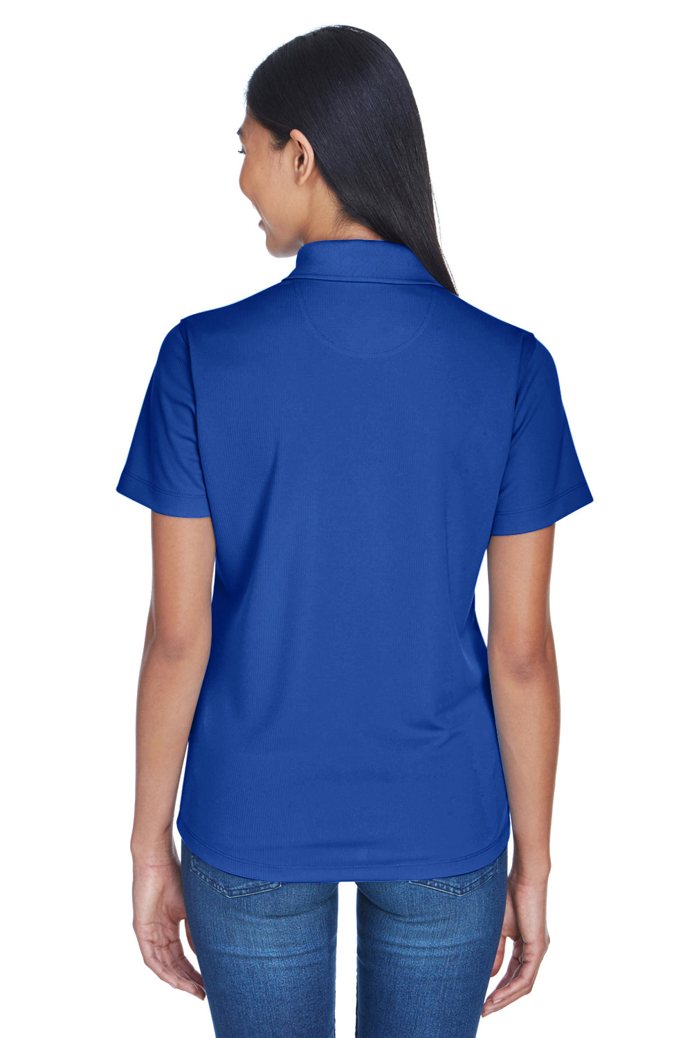 UltraClub 8445L Womens Cool & Dry Performance Moisture Wicking Short Sleeve Polo Shirt Cobalt Blue Model Back