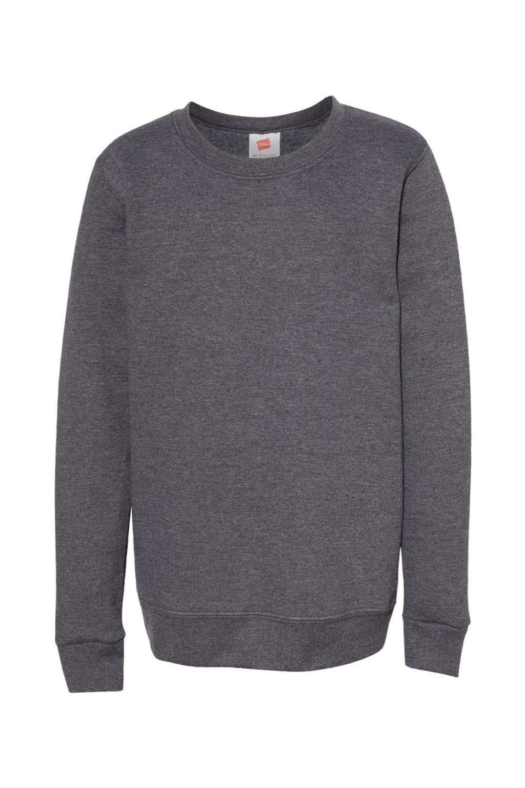 Hanes P360 Youth Ecosmart Pill Resistant Crewneck Sweatshirt Heather Charcoal Grey Flat Front