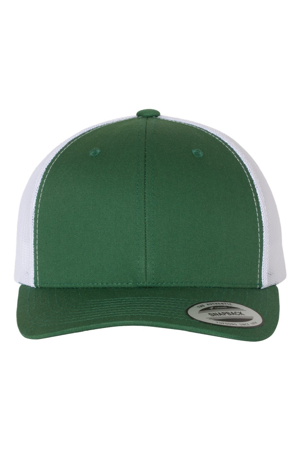 Yupoong Hats 6606 Mens Retro Snapback Trucker Hat Evergreen/White Flat Front