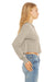 Bella + Canvas 8512 Womens Crop Long Sleeve Hooded Sweatshirt Hoodie Tan Model Side