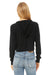 Bella + Canvas 8512 Womens Crop Long Sleeve Hooded Sweatshirt Hoodie Solid Black Model Back
