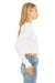 Bella + Canvas 8512 Womens Crop Long Sleeve Hooded Sweatshirt Hoodie Solid White Model Side