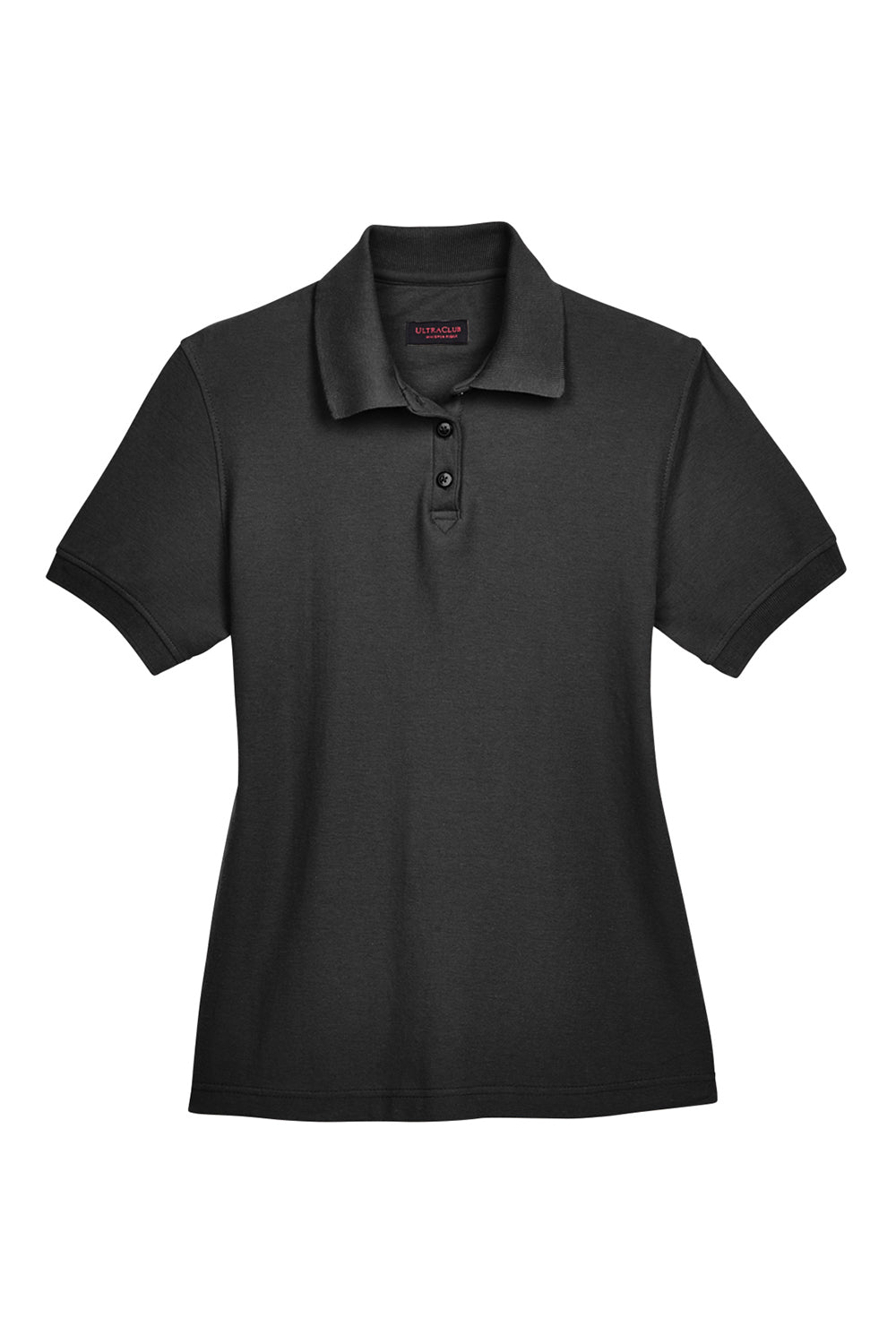 UltraClub 8541 Womens Whisper Short Sleeve Polo Shirt Black Flat Front