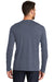 New Era NEA102 Mens Heritage Long Sleeve Crewneck T-Shirt Heather True Navy Blue Model Back