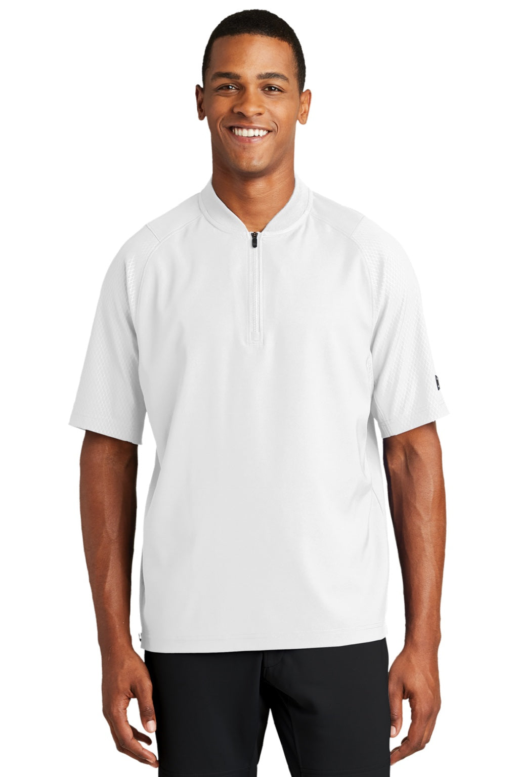 New Era NEA600 Mens Cage Wind & Water Resistant 1/4 Zip Jacket White Model Front