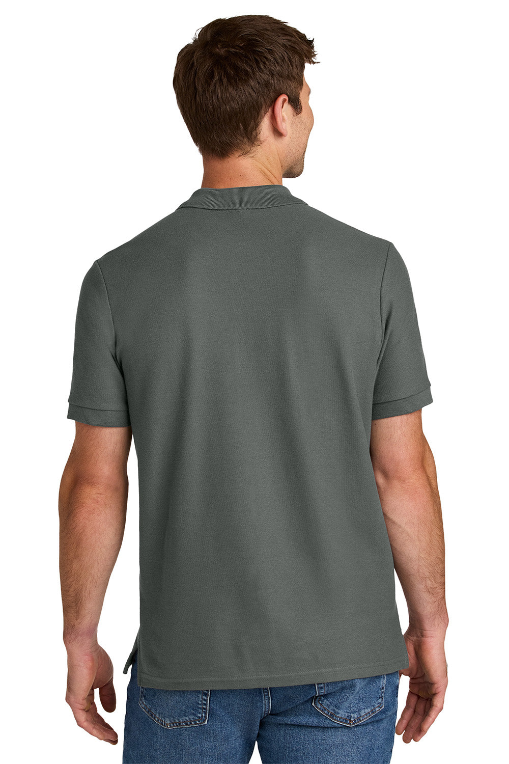 Gildan 85800 Mens Hammer Pique Short Sleeve Polo Shirt Charcoal Grey Model Back