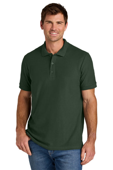 Gildan 85800 Mens Hammer Pique Short Sleeve Polo Shirt Forest Green Model Front