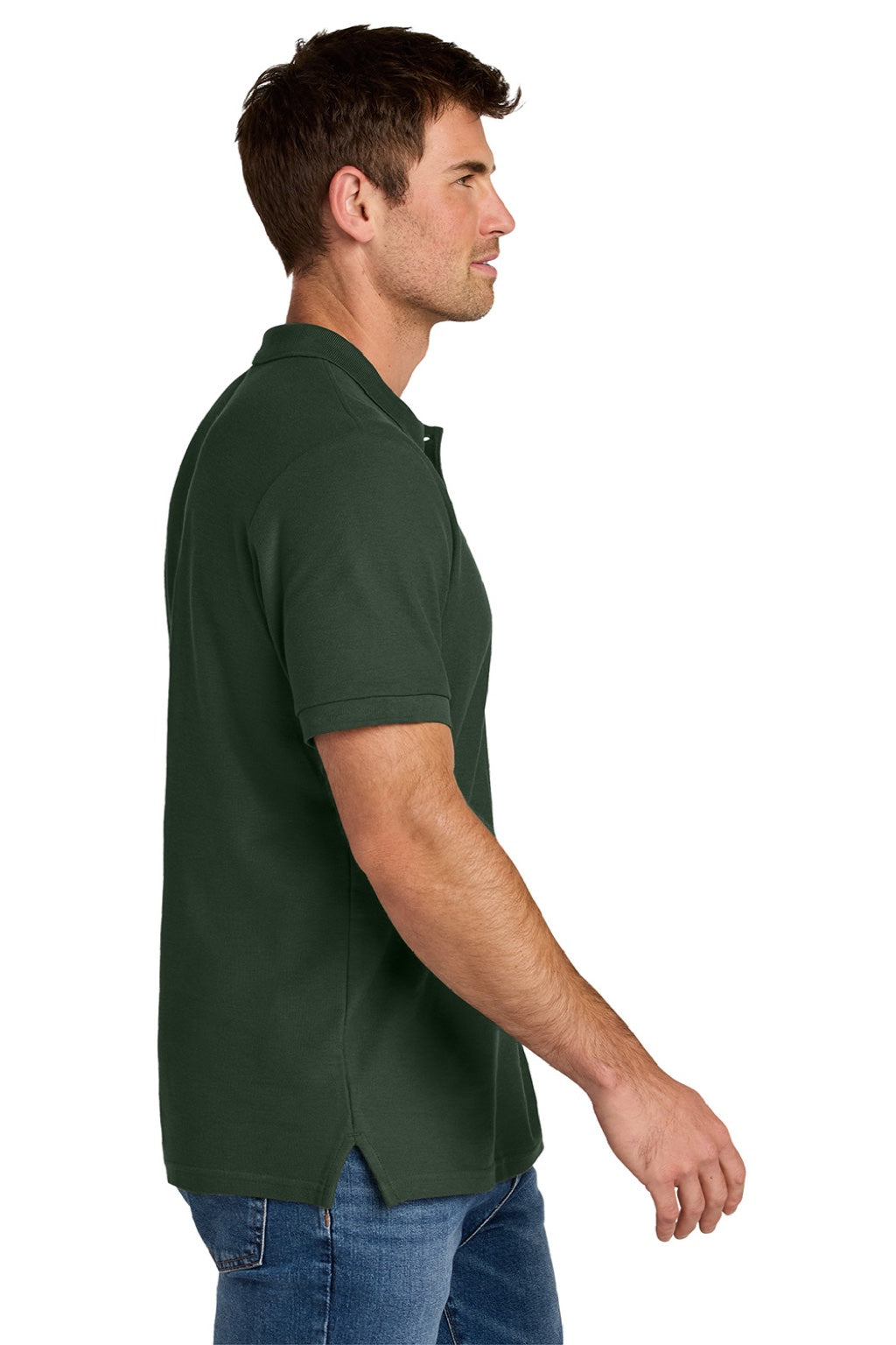 Gildan 85800 Mens Hammer Pique Short Sleeve Polo Shirt Forest Green Model Side