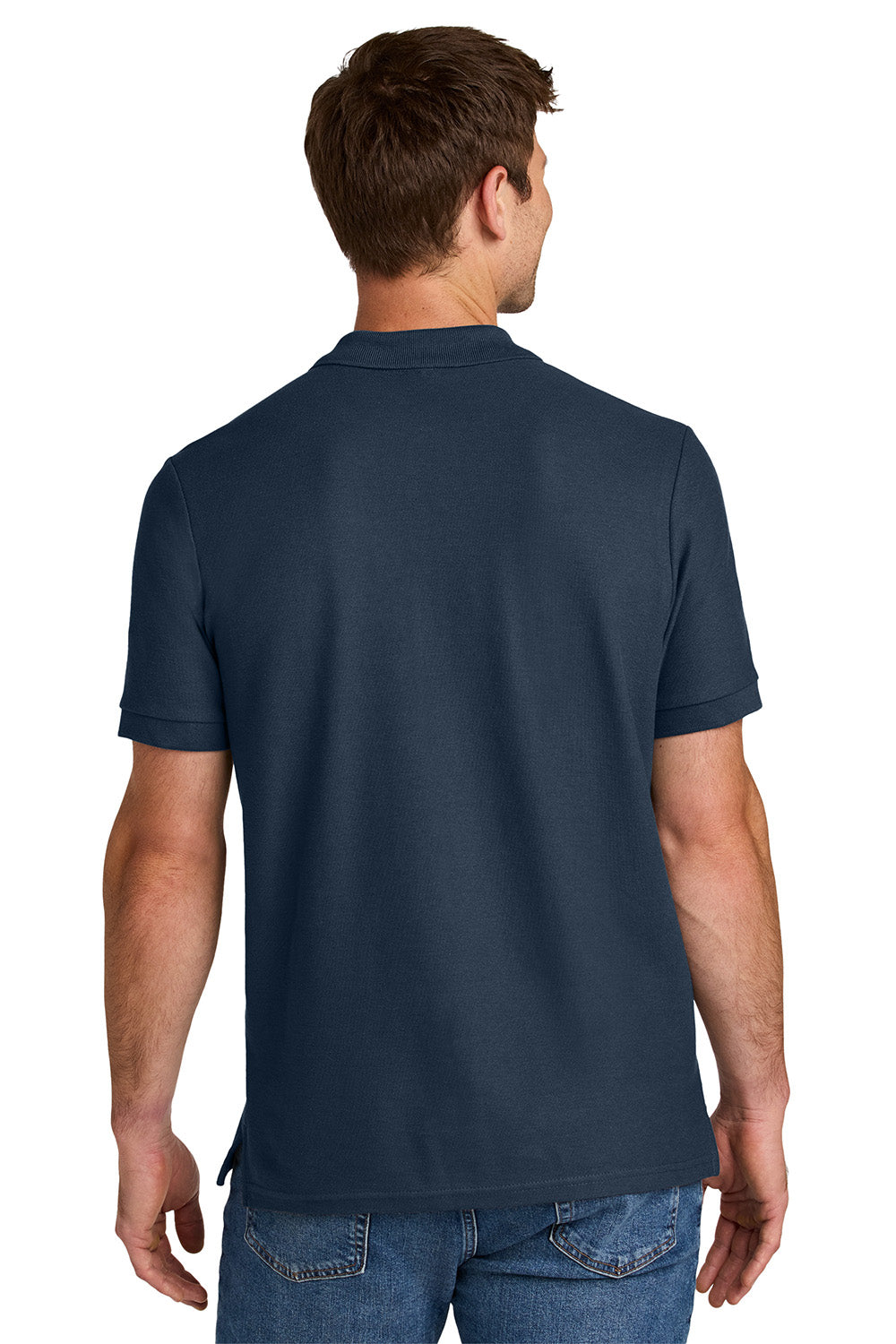 Gildan 85800 Mens Hammer Pique Short Sleeve Polo Shirt Navy Blue Model Back