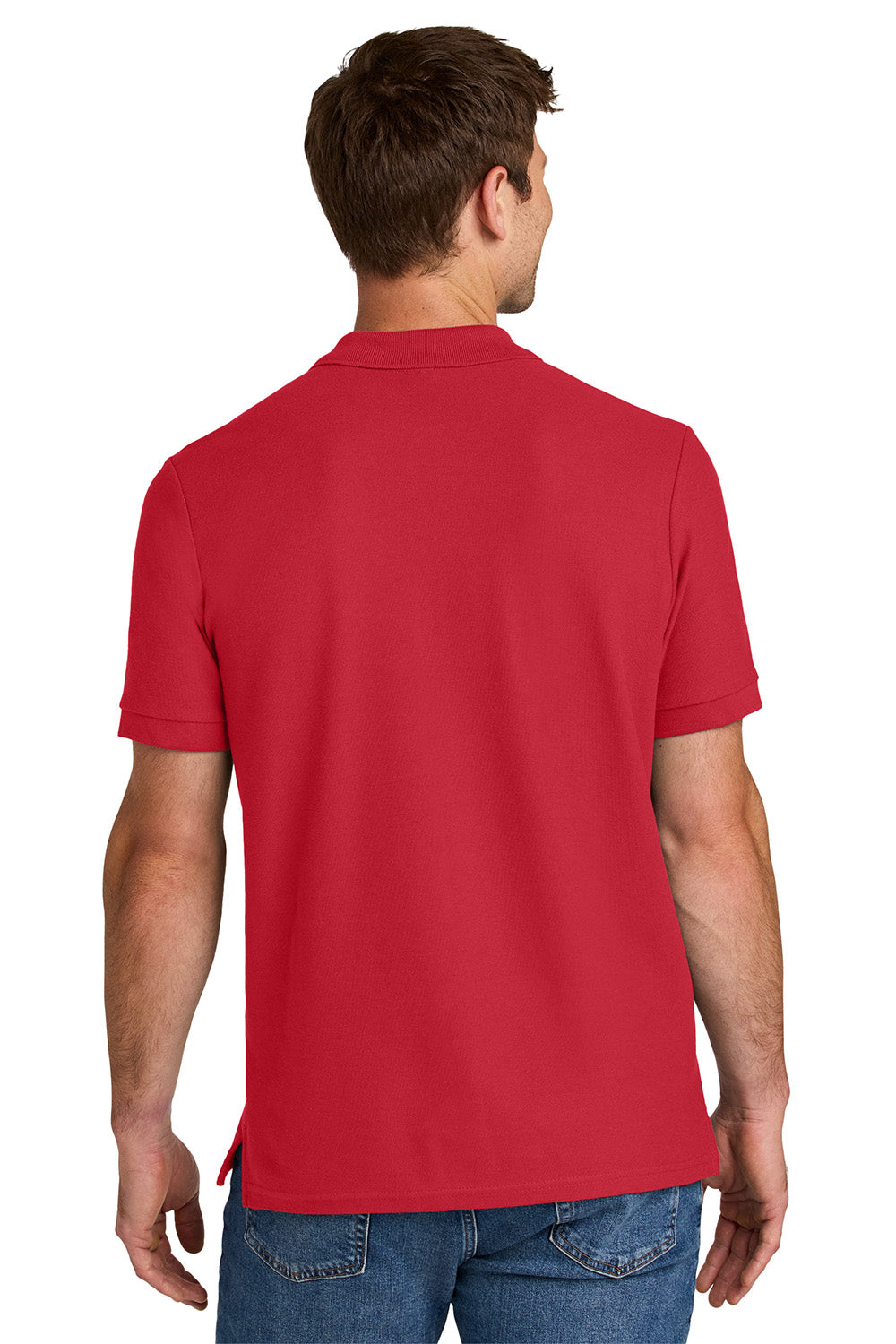 Gildan 85800 Mens Hammer Pique Short Sleeve Polo Shirt Red Model Back