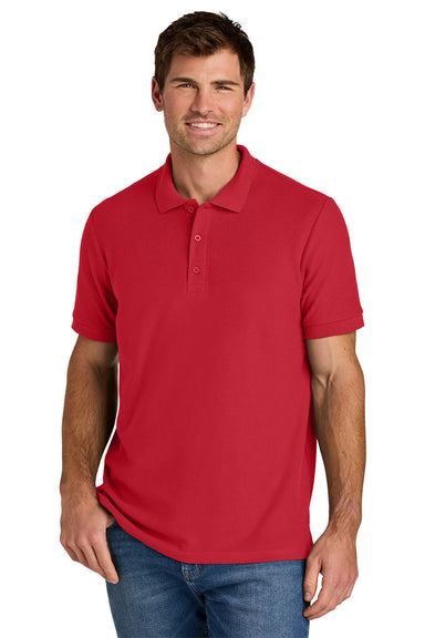 Gildan 85800 Mens Hammer Pique Short Sleeve Polo Shirt Red Model Front