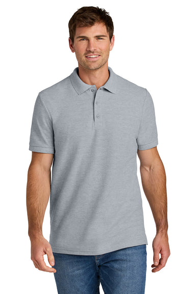 Gildan 85800 Mens Hammer Pique Short Sleeve Polo Shirt Sport Grey Model Front