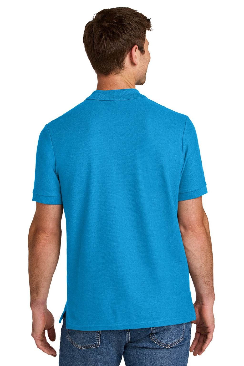 Gildan 85800 Mens Hammer Pique Short Sleeve Polo Shirt Sapphire Blue Model Back