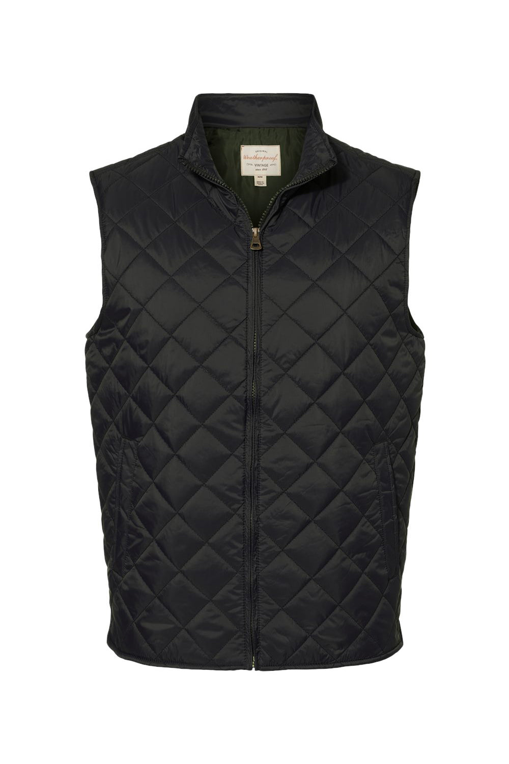 Weatherproof 207359 Mens Vintage Diamond Quilted Full Zip Vest Black Flat Front
