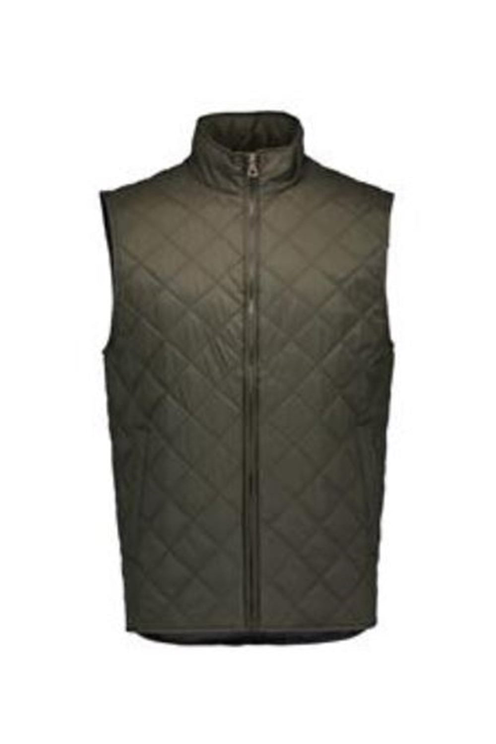 Weatherproof 207359 Mens Vintage Diamond Quilted Full Zip Vest Rosin Green Flat Front