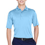 UltraClub Mens Cool & Dry 8 Star Elite Performance Moisture Wicking Short Sleeve Polo Shirt - Columbia Blue - Closeout