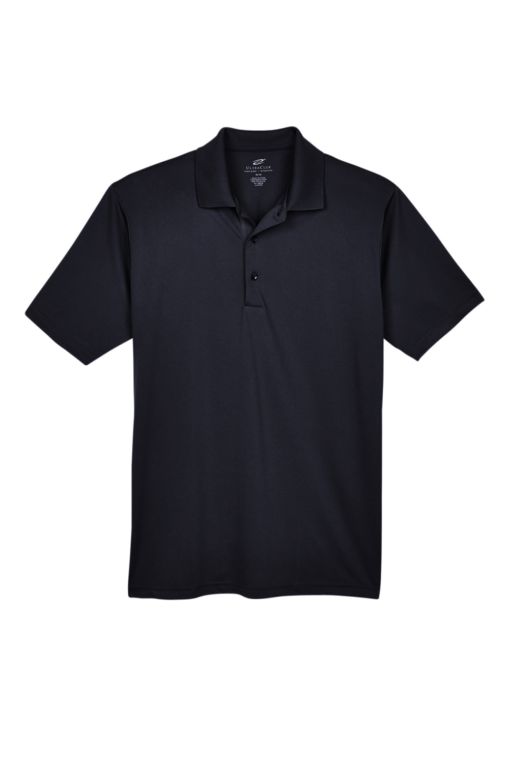 UltraClub 8610 Mens Cool & Dry 8 Star Elite Performance Moisture Wicking Short Sleeve Polo Shirt Black Flat Front