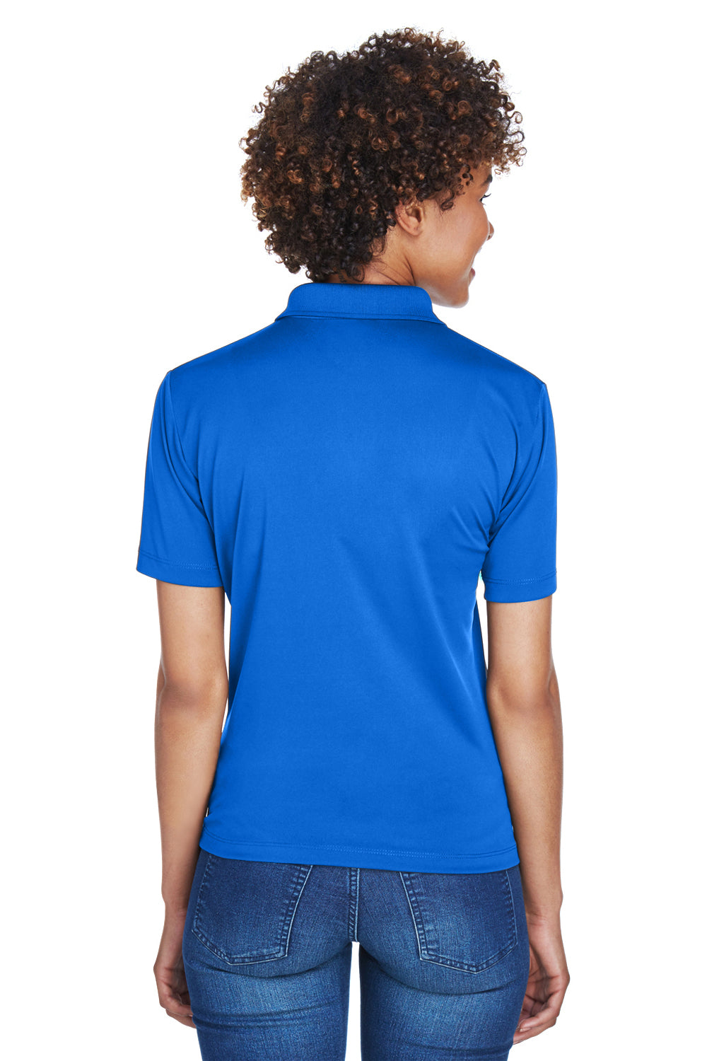 UltraClub 8610L Womens Cool & Dry 8 Star Elite Performance Moisture Wicking Short Sleeve Polo Shirt Royal Blue Model Back