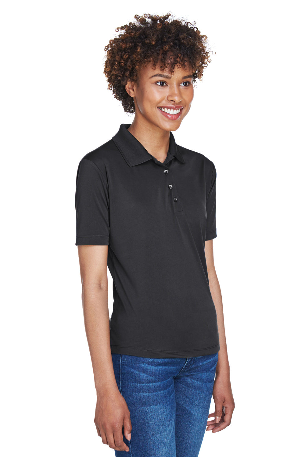 UltraClub 8610L Womens Cool & Dry 8 Star Elite Performance Moisture Wicking Short Sleeve Polo Shirt Black Model 3q