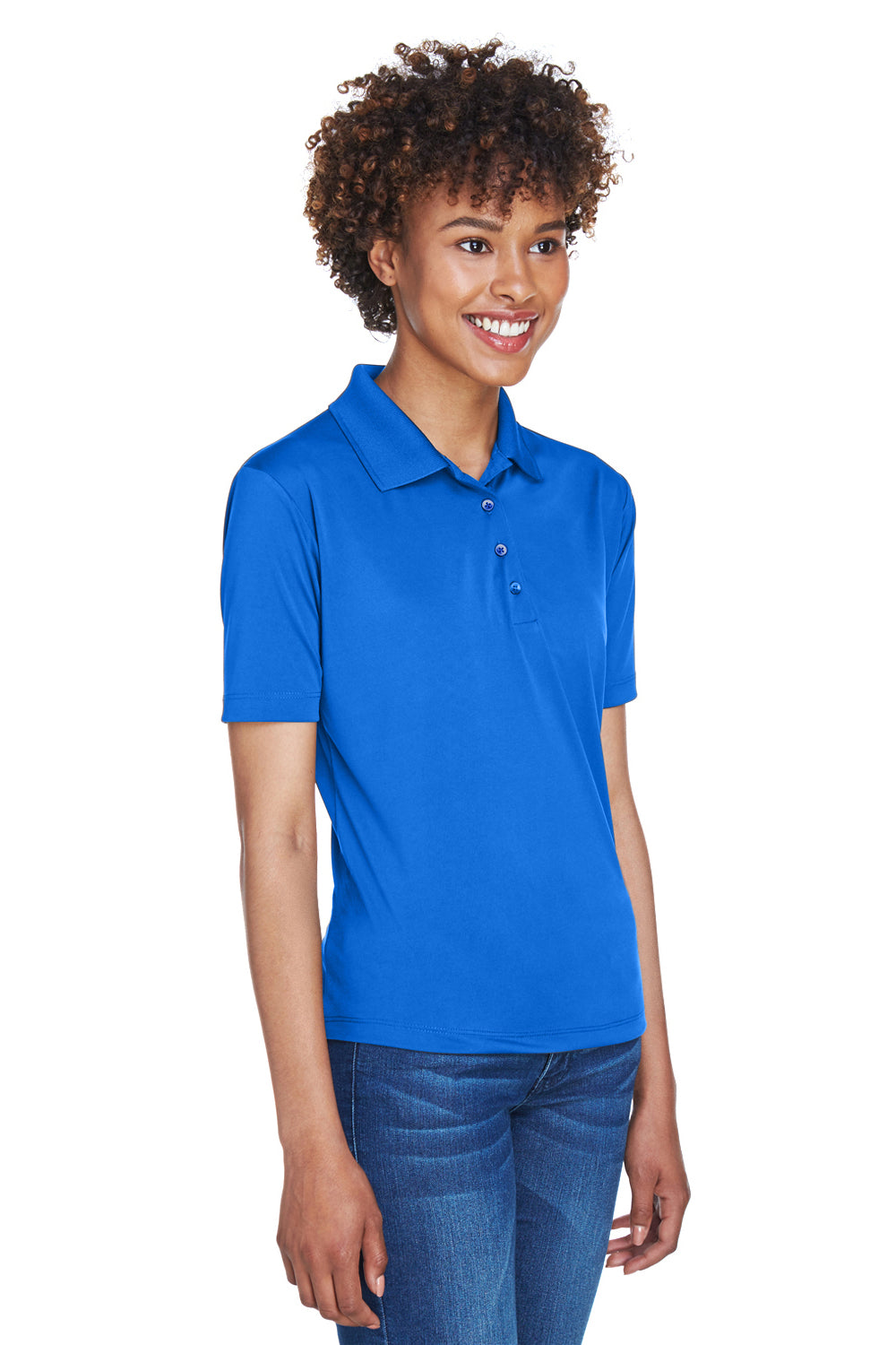 UltraClub 8610L Womens Cool & Dry 8 Star Elite Performance Moisture Wicking Short Sleeve Polo Shirt Royal Blue Model 3q