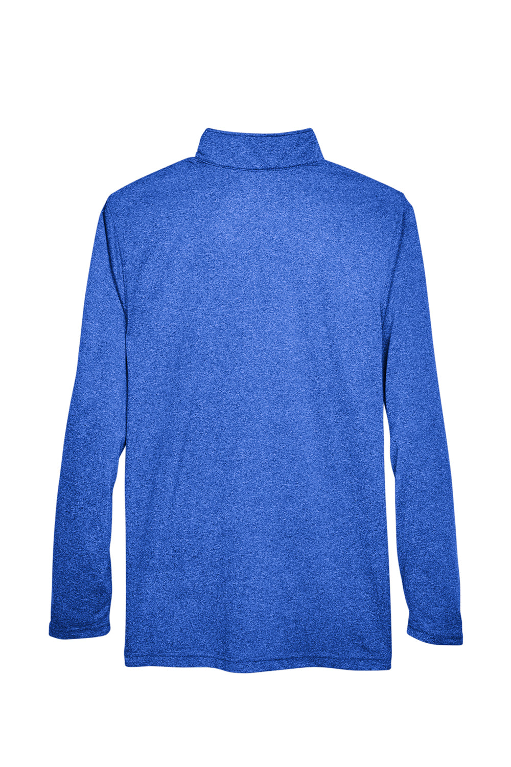 UltraClub 8618 Mens Heather Cool & Dry Performance Moisture Wicking 1/4 Zip Sweatshirt Heather Royal Blue Flat Back