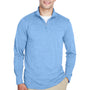 UltraClub Mens Heather Cool & Dry Performance Moisture Wicking 1/4 Zip Sweatshirt - Heather Columbia Blue - Closeout