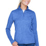 UltraClub Womens Heather Cool & Dry Performance Moisture Wicking 1/4 Zip Sweatshirt - Heather Royal Blue - Closeout