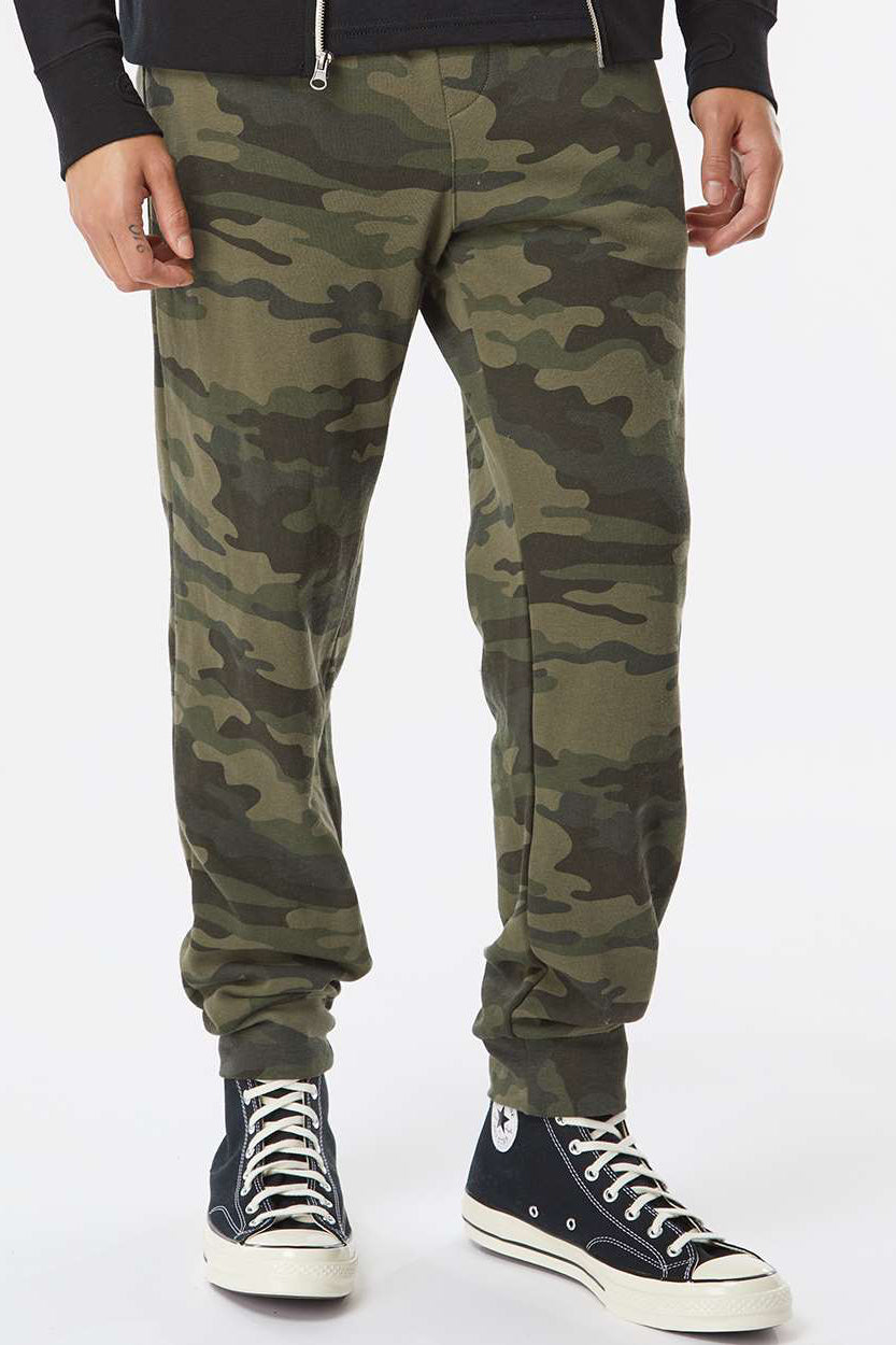 Independent Trading Company IND20PNT Mens Fleece Sweatpants w/ Pockets Forest Green Camo Model Front