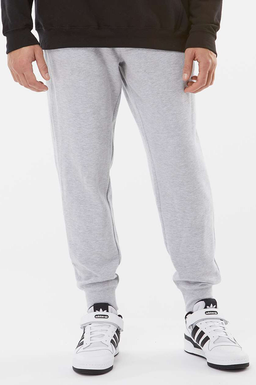 Independent Trading Company IND20PNT Mens Fleece Sweatpants w/ Pockets Heather Grey Model Front