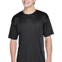 UltraClub Mens Cool & Dry Performance Moisture Wicking Short Sleeve Crewneck T-Shirt - Black - Closeout