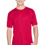 UltraClub Mens Cool & Dry Performance Moisture Wicking Short Sleeve Crewneck T-Shirt - Red - Closeout