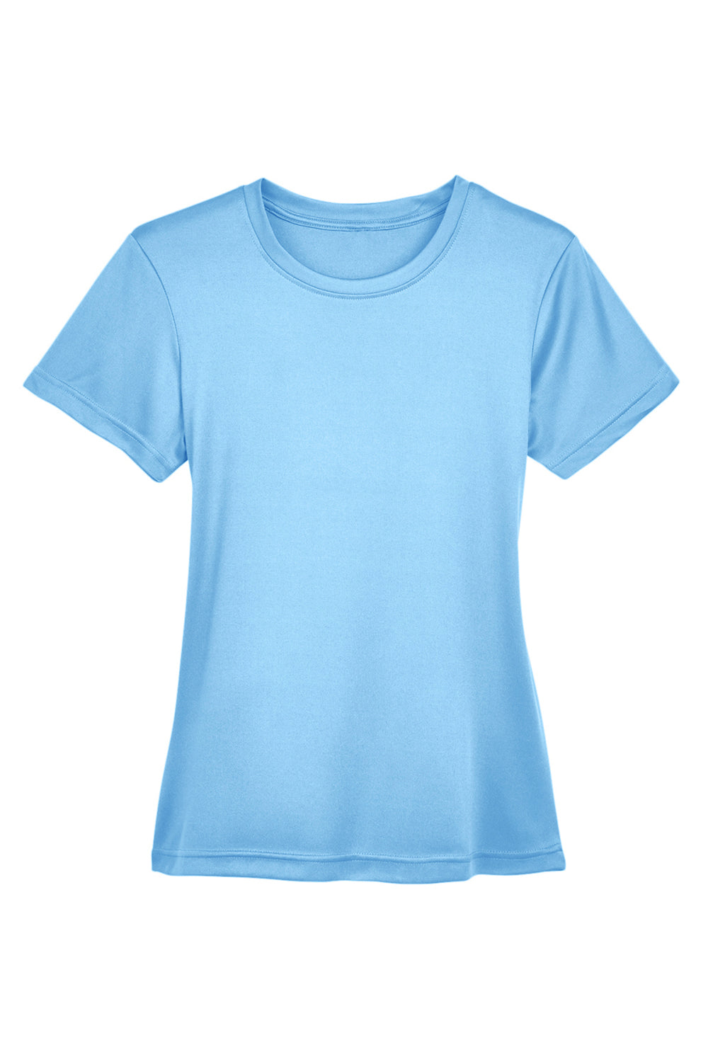UltraClub 8620L Womens Cool & Dry Performance Moisture Wicking Short Sleeve Crewneck T-Shirt Columbia Blue Flat Front