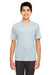 UltraClub 8620Y Youth Cool & Dry Performance Moisture Wicking Short Sleeve Crewneck T-Shirt Grey Model Front