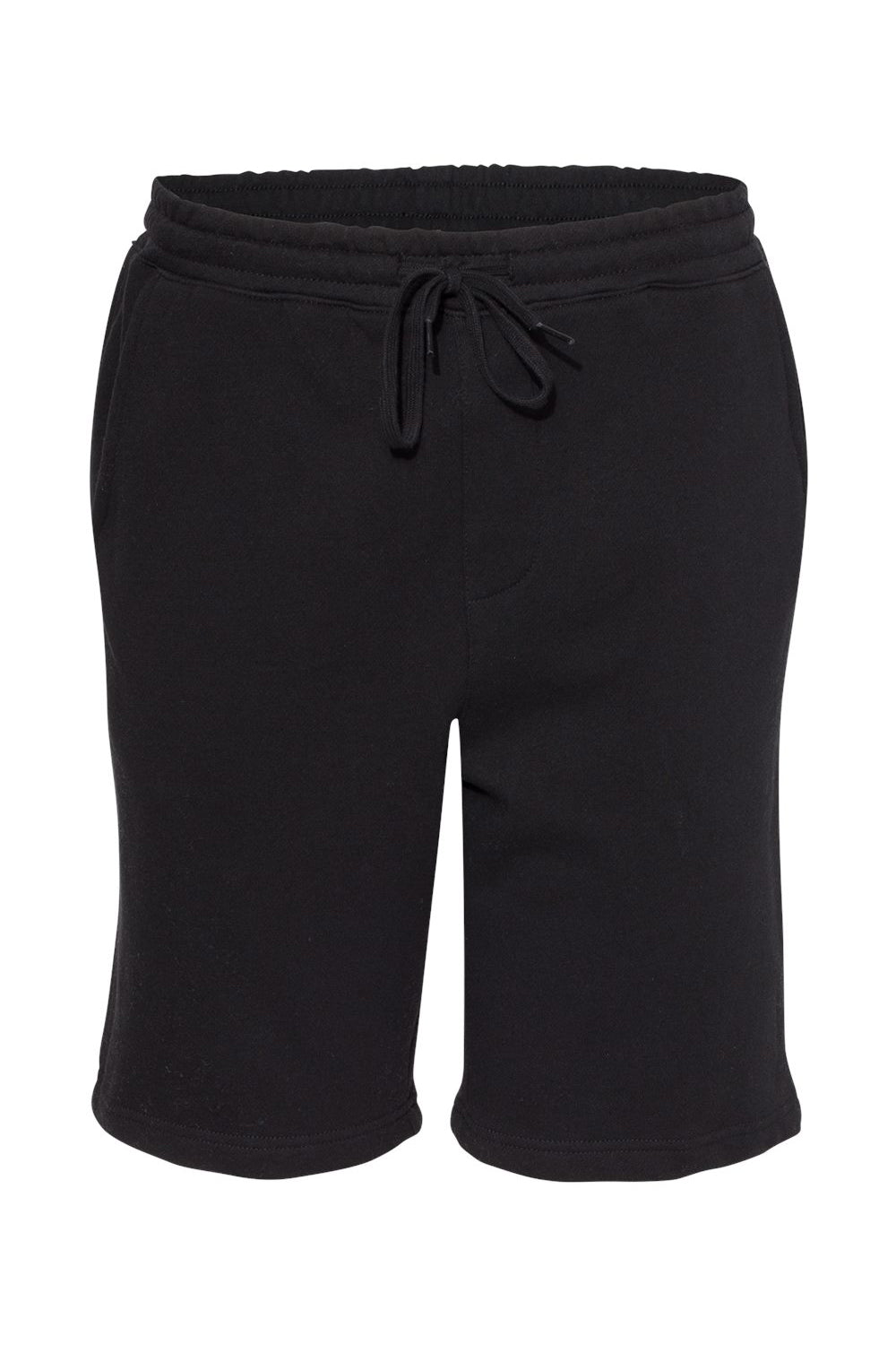 Independent Trading Company IND20SRT Mens Fleece Shorts w/ Pockets Black Flat Front