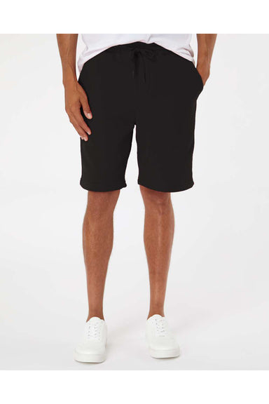 Independent Trading Co. IND20SRT Mens Fleece Shorts w/ Pockets Black Model Front