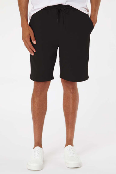 Independent Trading Company IND20SRT Mens Fleece Shorts w/ Pockets Black Model Front