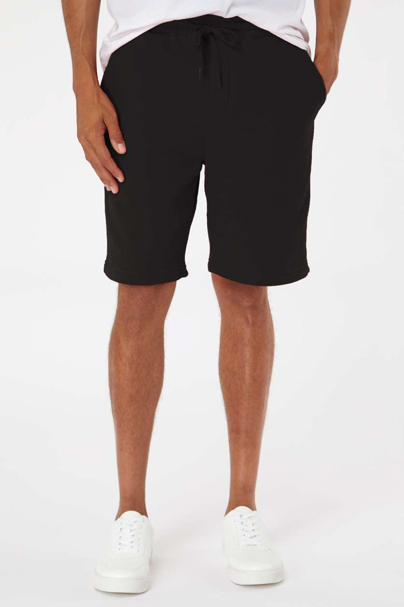 Independent Trading Company IND20SRT Mens Fleece Shorts w/ Pockets Black Model Front