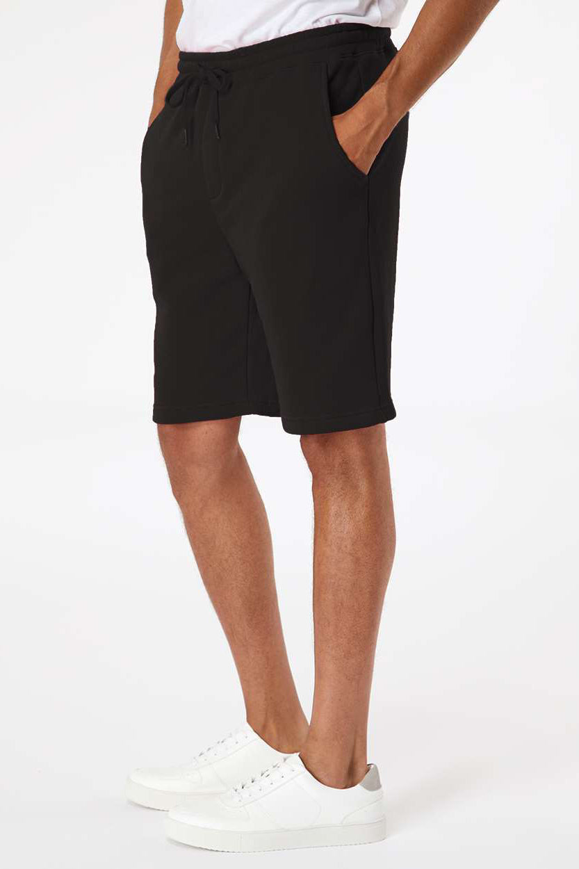 Independent Trading Company IND20SRT Mens Fleece Shorts w/ Pockets Black Model Side