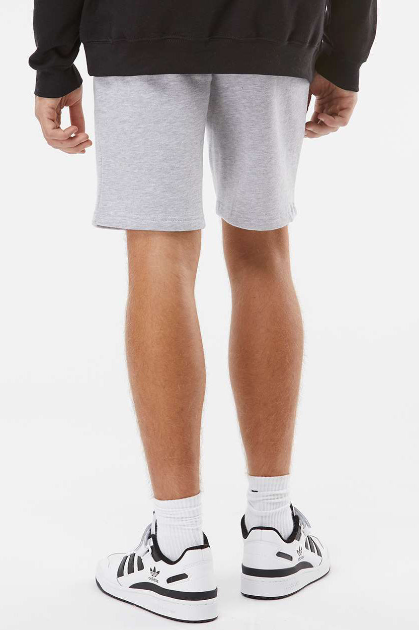 Independent Trading Company IND20SRT Mens Fleece Shorts w/ Pockets Heather Grey Model Back