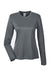 UltraClub 8622W Womens Cool & Dry Performance Moisture Wicking Long Sleeve Crewneck T-Shirt Charcoal Grey Flat Front