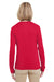 UltraClub 8622W Womens Cool & Dry Performance Moisture Wicking Long Sleeve Crewneck T-Shirt Red Model Back