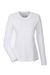 UltraClub 8622W Womens Cool & Dry Performance Moisture Wicking Long Sleeve Crewneck T-Shirt White Flat Front