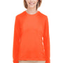 UltraClub Womens Cool & Dry Performance Moisture Wicking Long Sleeve Crewneck T-Shirt - Bright Orange - Closeout