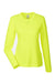 UltraClub 8622W Womens Cool & Dry Performance Moisture Wicking Long Sleeve Crewneck T-Shirt Bright Yellow Flat Front