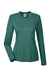 UltraClub 8622W Womens Cool & Dry Performance Moisture Wicking Long Sleeve Crewneck T-Shirt Forest Green Flat Front