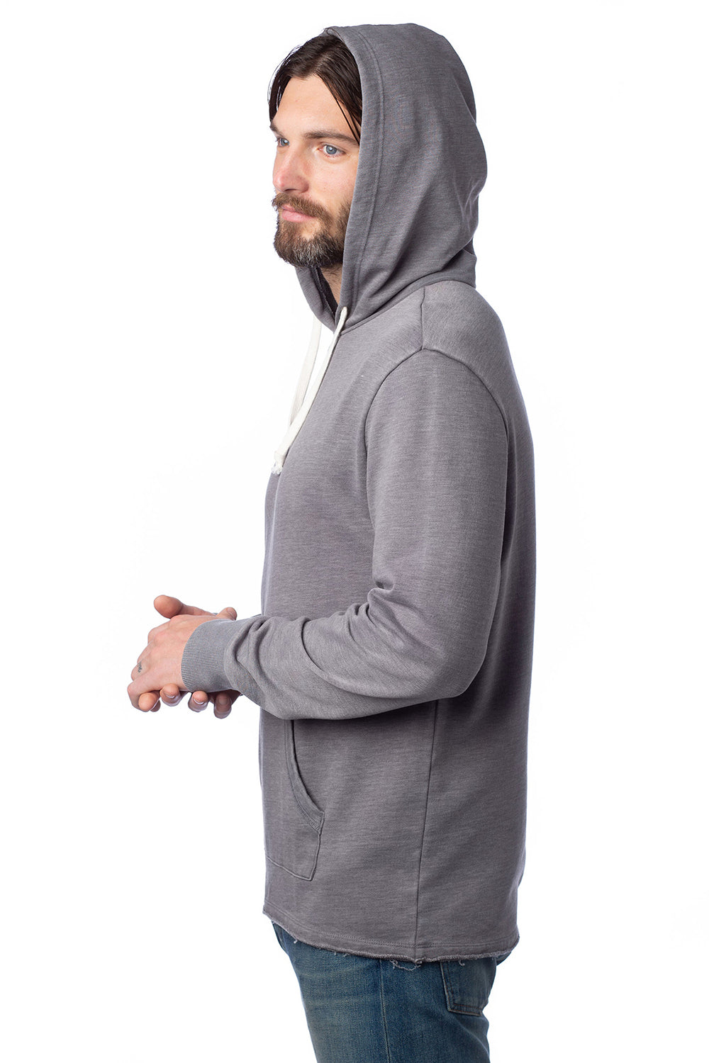 Alternative 8629NM Mens School Yard Hooded Sweatshirt Hoodie Nickel Grey Side